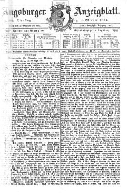 Augsburger Anzeigeblatt Dienstag 1. Oktober 1861