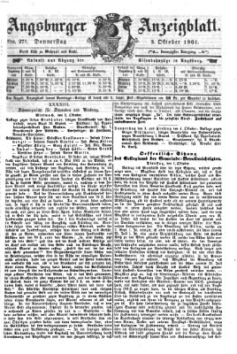 Augsburger Anzeigeblatt Donnerstag 3. Oktober 1861