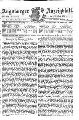 Augsburger Anzeigeblatt Freitag 11. Oktober 1861