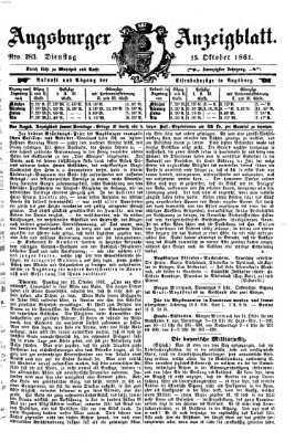 Augsburger Anzeigeblatt Dienstag 15. Oktober 1861