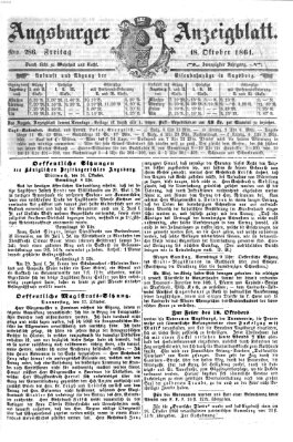 Augsburger Anzeigeblatt Freitag 18. Oktober 1861