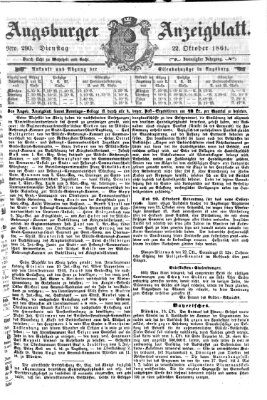 Augsburger Anzeigeblatt Dienstag 22. Oktober 1861