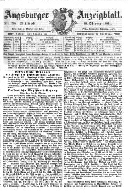 Augsburger Anzeigeblatt Mittwoch 30. Oktober 1861