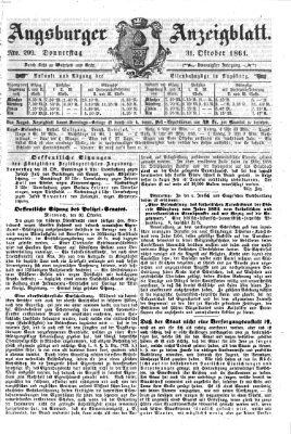 Augsburger Anzeigeblatt Donnerstag 31. Oktober 1861