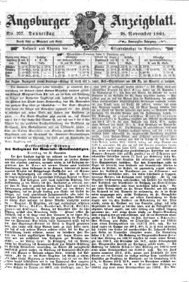 Augsburger Anzeigeblatt Donnerstag 28. November 1861