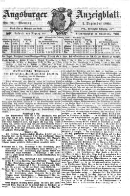 Augsburger Anzeigeblatt Montag 2. Dezember 1861