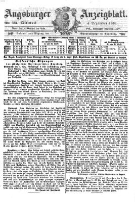 Augsburger Anzeigeblatt Mittwoch 4. Dezember 1861