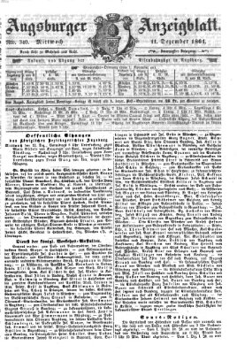 Augsburger Anzeigeblatt Mittwoch 11. Dezember 1861