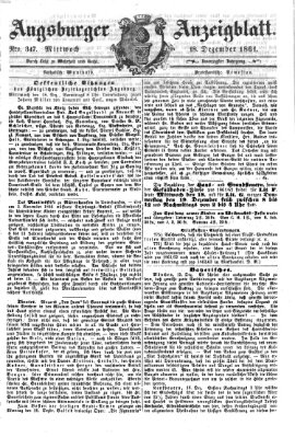 Augsburger Anzeigeblatt Mittwoch 18. Dezember 1861