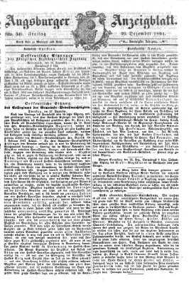 Augsburger Anzeigeblatt Freitag 20. Dezember 1861