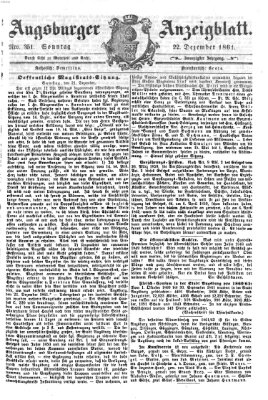 Augsburger Anzeigeblatt Sonntag 22. Dezember 1861