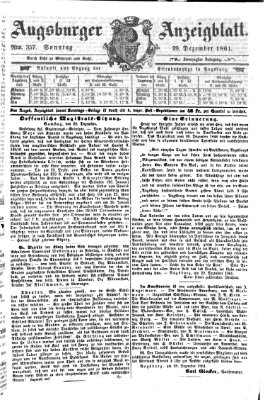 Augsburger Anzeigeblatt Sonntag 29. Dezember 1861