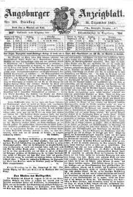 Augsburger Anzeigeblatt Dienstag 31. Dezember 1861