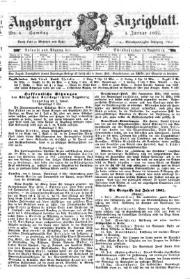 Augsburger Anzeigeblatt Samstag 4. Januar 1862