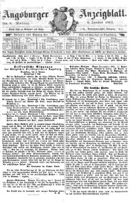 Augsburger Anzeigeblatt Montag 6. Januar 1862