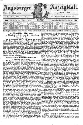 Augsburger Anzeigeblatt Sonntag 12. Januar 1862