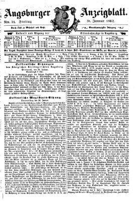 Augsburger Anzeigeblatt Freitag 31. Januar 1862