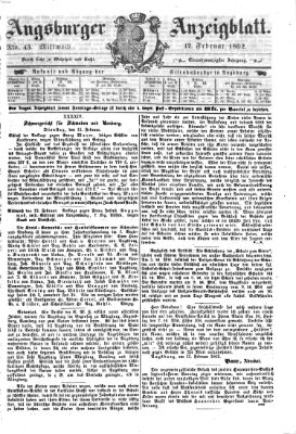 Augsburger Anzeigeblatt Mittwoch 12. Februar 1862