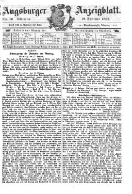 Augsburger Anzeigeblatt Mittwoch 19. Februar 1862