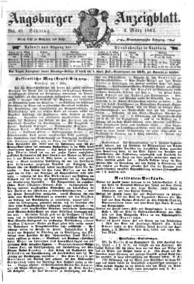 Augsburger Anzeigeblatt Sonntag 2. März 1862