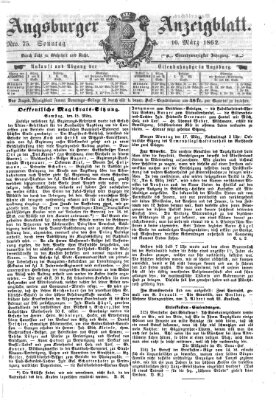 Augsburger Anzeigeblatt Sonntag 16. März 1862