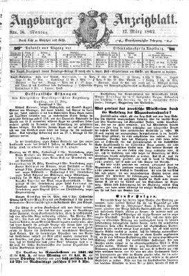 Augsburger Anzeigeblatt Montag 17. März 1862