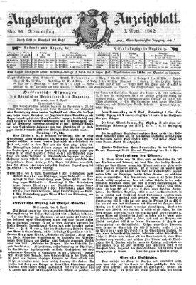 Augsburger Anzeigeblatt Donnerstag 3. April 1862