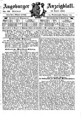 Augsburger Anzeigeblatt Mittwoch 16. April 1862