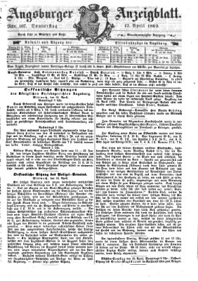 Augsburger Anzeigeblatt Donnerstag 17. April 1862