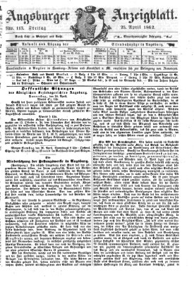 Augsburger Anzeigeblatt Freitag 25. April 1862