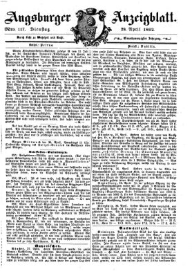 Augsburger Anzeigeblatt Dienstag 29. April 1862