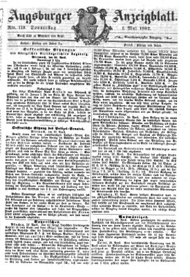 Augsburger Anzeigeblatt Donnerstag 1. Mai 1862