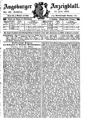 Augsburger Anzeigeblatt Samstag 21. Juni 1862