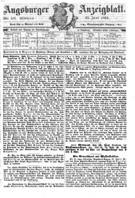 Augsburger Anzeigeblatt Mittwoch 25. Juni 1862