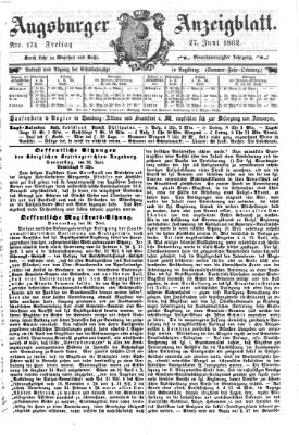 Augsburger Anzeigeblatt Freitag 27. Juni 1862