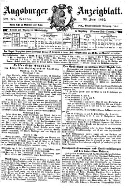 Augsburger Anzeigeblatt Montag 30. Juni 1862