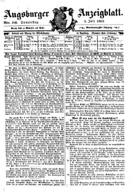 Augsburger Anzeigeblatt Donnerstag 3. Juli 1862