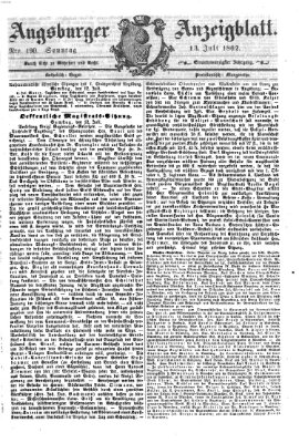 Augsburger Anzeigeblatt Sonntag 13. Juli 1862