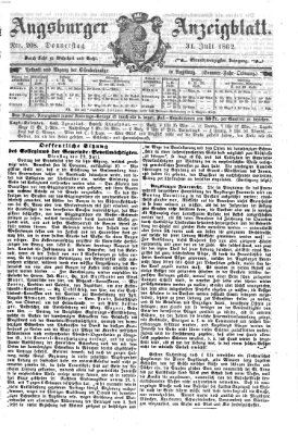 Augsburger Anzeigeblatt Donnerstag 31. Juli 1862