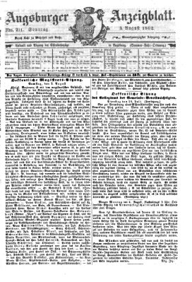 Augsburger Anzeigeblatt Sonntag 3. August 1862