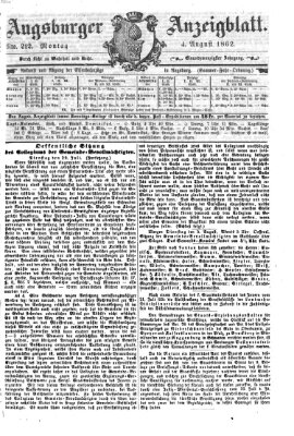 Augsburger Anzeigeblatt Montag 4. August 1862