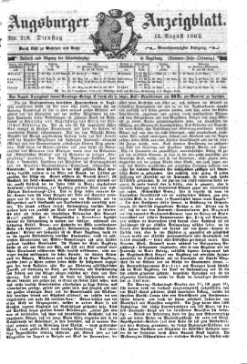 Augsburger Anzeigeblatt Dienstag 12. August 1862