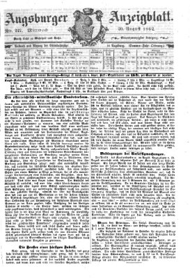 Augsburger Anzeigeblatt Mittwoch 20. August 1862