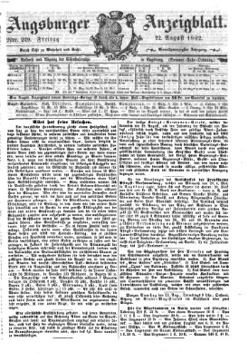 Augsburger Anzeigeblatt Freitag 22. August 1862