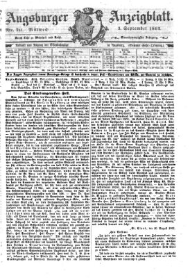 Augsburger Anzeigeblatt Mittwoch 3. September 1862