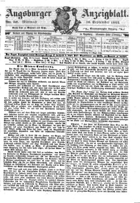 Augsburger Anzeigeblatt Mittwoch 10. September 1862