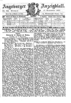 Augsburger Anzeigeblatt Mittwoch 17. September 1862