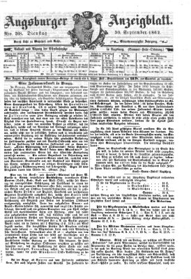 Augsburger Anzeigeblatt Dienstag 30. September 1862