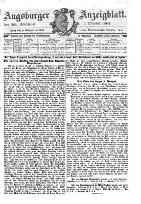 Augsburger Anzeigeblatt Mittwoch 1. Oktober 1862