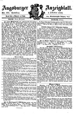 Augsburger Anzeigeblatt Samstag 4. Oktober 1862